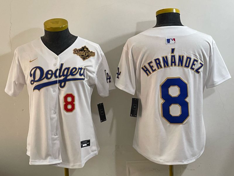 Youth 2026 Los Angeles Dodgers #8 Hernandez White Gold Game Nike MLB Jersey style 03